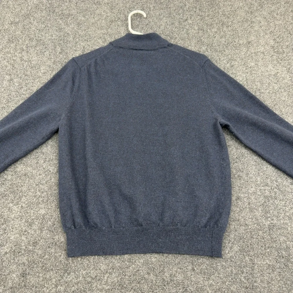 The‎ Mens Store Bloomingdales Quarter Zip Sweater Mens L Blue Merino Wool 443501